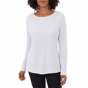 Mario Serrani Women's S  Textured Long Sleeve Knit Top Gray n1202